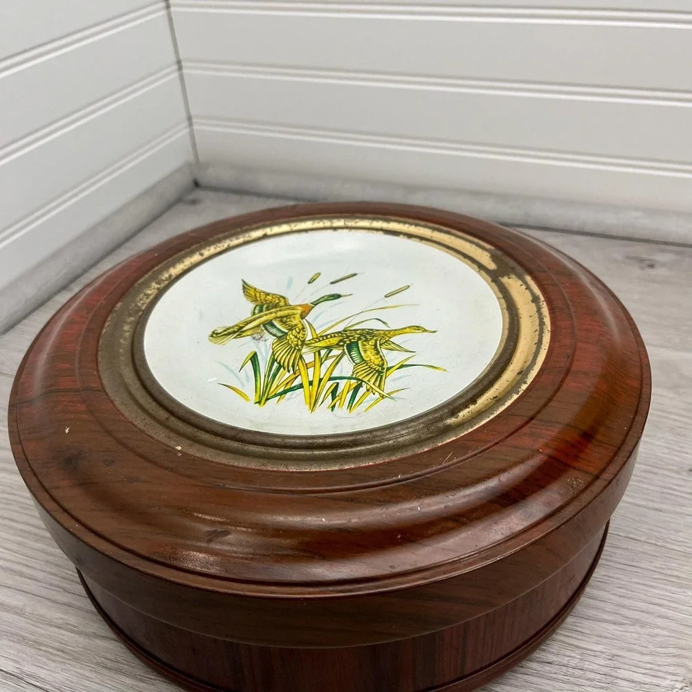 Vintage Mallard‎ Duck Tin: Decorative Storage Container with Lid
